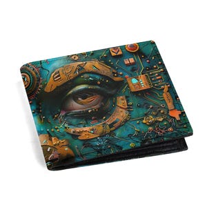 Portefeuille décoratif Graffiti Art : poche fonctionnelle pour la monnaie, fente pour carte d'identité et rangement pour carte bancaire
