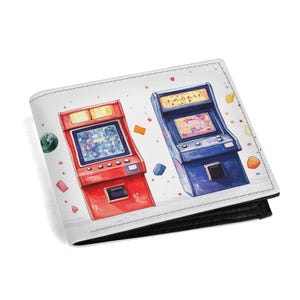Cartera retro vintage para juegos arcade: monedero, ventana para identificación y tarjetero.