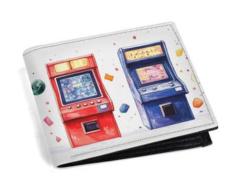 Retro Vintage Arcade Game Wallet - Coin Pocket, ID Window, Credit Card Holder