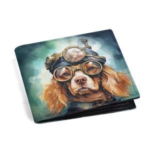 Steampunk inspirierte Geldbörse für Cocker Spaniel Welpen-Liebhaber - Münzfach - Ausweisfenster - Kreditkartenfächer - Hundetasche