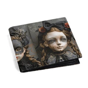 Impresionante billetera gótica con protección RFID, monedero y ranuras para tarjetas de crédito, piel sintética ligera, el regalo perfecto para él y para ella.