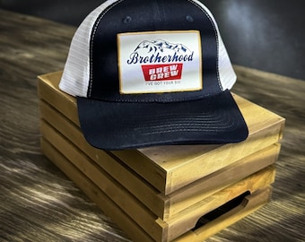 Brotherhood Brew Crew Trucker Hat – Patriotic Lineman Gift