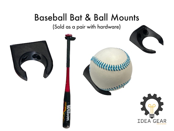 Baseball Bat & Baseball Wall Mount Brackets - (Hardware Included)