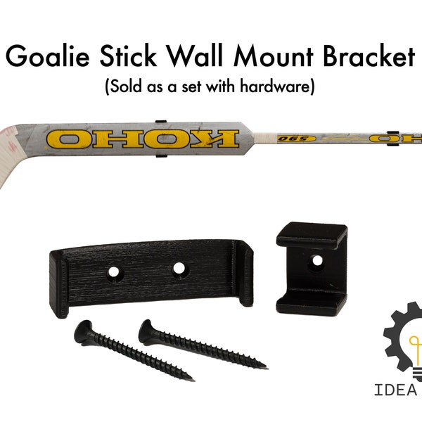 GOALIE Hockey Stick Wall Mount Bracket - Sold as a Pair (Hardware Included)