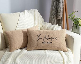 Funda de almohada personalizada con nombre de familia, almohada personalizada, almohada familiar, regalo para casa nueva, regalo de inauguración, regalo de boda personalizado, regalo de compromiso