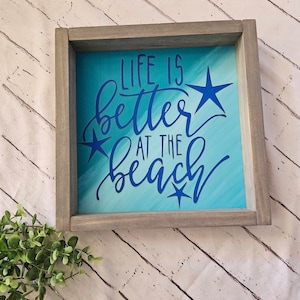Life is Better at the Beach Sign, farmhouse Beach House Decor, vacation rental decor, beach house, retro beach house, Coastal wall sign