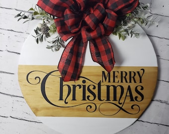 Handgemachte frohe Weihnachten Holz runden Türschild, Bauernhaus Weihnachtsdekor