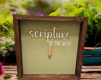Scripture of the Week Framed Wood Sign, Verse of the week, Weekly Scripture Wood Clipboard, Bible Verse Home Decor, Bible Verse Sign, church