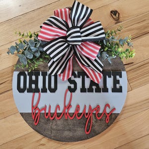 Ohio State Door Hanger, Ohio State Buckeyes, Ohio State Wreath, The Ohio State, Ohio State Decor, OSU gifts, Buckeye Decor, 3D door hanger