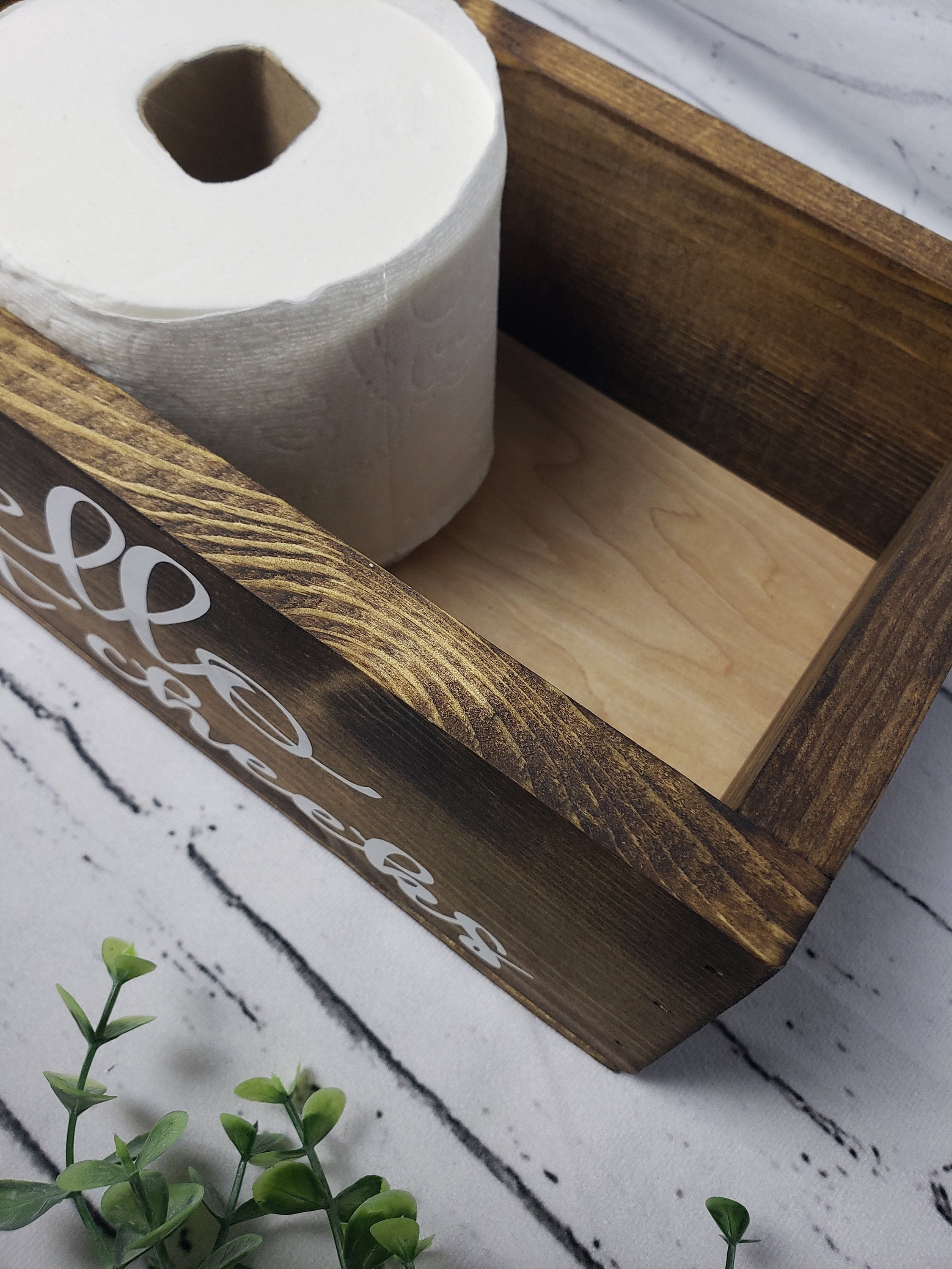 Scatola Porta Rotoli Di Carta Igienica Comfify Per Bagno Stile Rustico - Con Frasi Divertenti, In Legno Di Paulonia, Marrone - copertina
