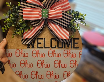 Ohio State Door Hanger, Ohio State Buckeyes, Ohio State Wreath, The Ohio State, Ohio State Decor, OSU gifts, Buckeyes Decor, script ohio
