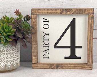 Party of Sign, Family Party of, Custom Family Name Sign, Number Sign, Party of 4, Party of 5, Last Name Sign, Personalized Family Wood Sign