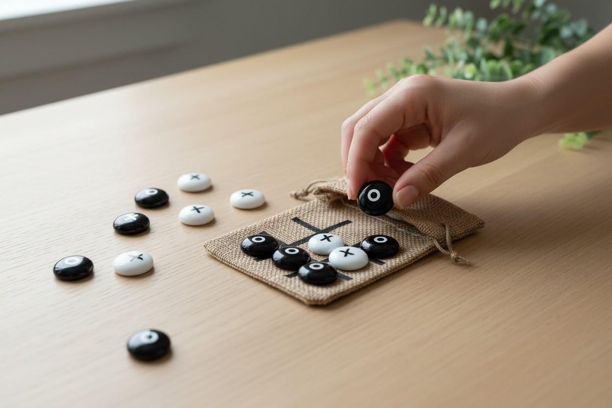 Gioco del tris portatile da viaggio, con tabellone tascabile, attività per bambini durante i viaggi in auto - Italia