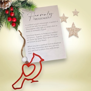 Cardinal ornament for loss, Message charm, Heavenly Messenger cardinal ornament, Grieving gift, Red cardinal, Car charm, sympathy gifts