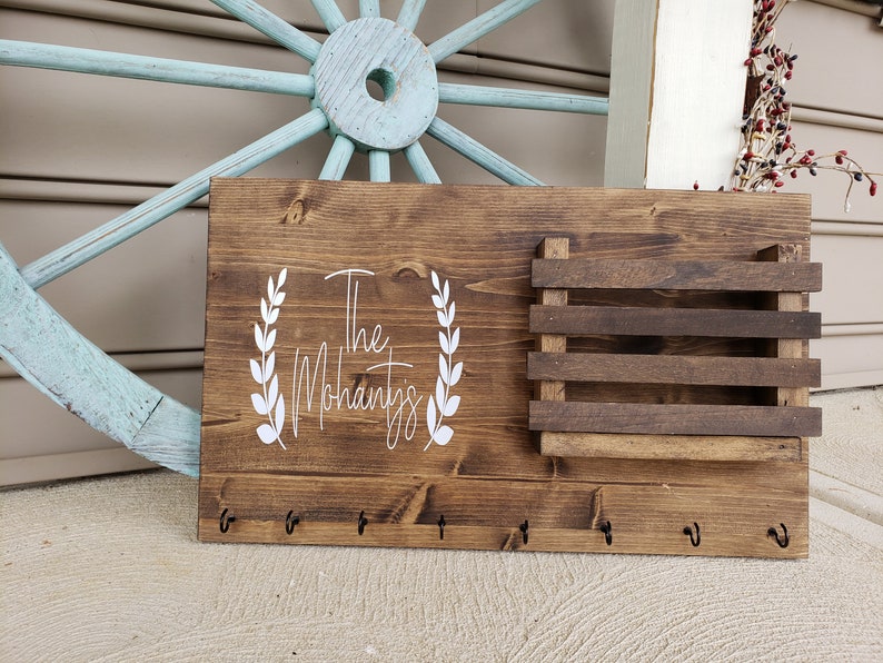 Key and Mail Holder for Wall with Key Hooks holder entryway Etsy