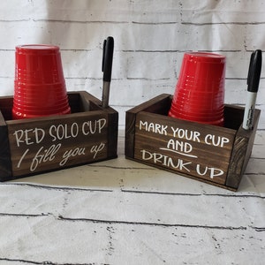 Solo Cup Holder, Monogrammed Solo Cup Holder, Cup and Marker Holder, Party Cup Holder, Wooden Party Cup Organizer
