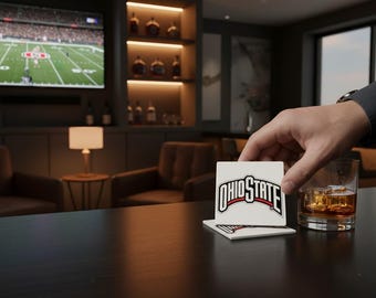 Posavasos de Ohio State, regalo de inauguración de casa, posavasos de MDF, decoración de Ohio, recuerdo de Ohio, regalo para el hogar de Ohio, posavasos para el hogar, Ohio State Buckeyes