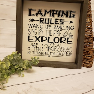 Camping Rules wooden Sign, Camping decor, Family Camping Memory Sign, personalized gifts,