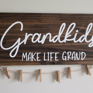 Grandkids Make Life Grand Wooden Sign, Customized picture display, Grandparent Gift, Rustic Farmhouse Sign, Grandkids gifts, Mothers Day