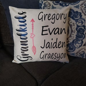 Enkel Kissen, Mom Kissen, personalisierte Enkel Namen Kissen, Wohnzimmer Dekor, Großeltern Geschenk, Geschenke für Mama, Muttertag, Kissen
