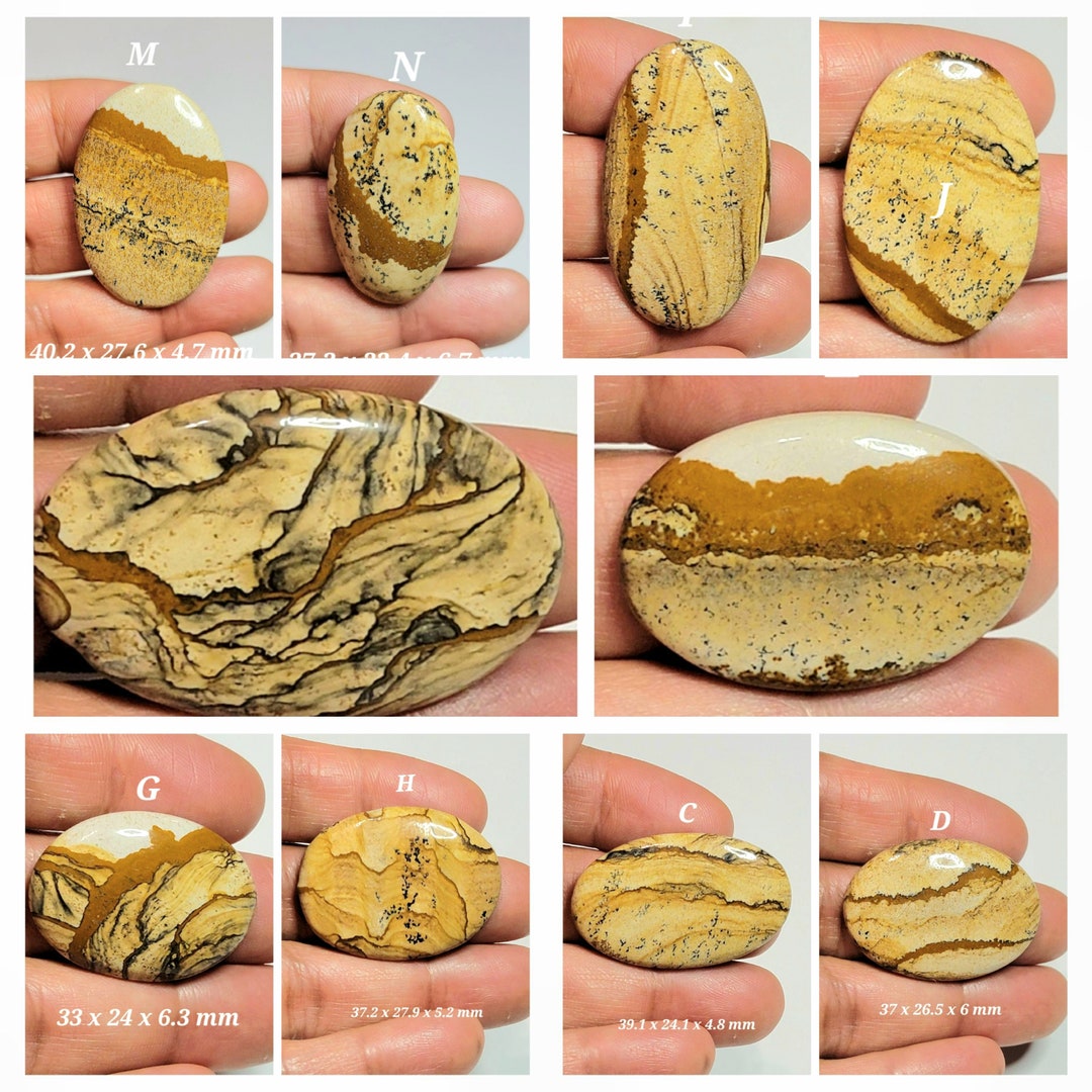 Picture Jasper Gemstone, Large Picture Jasper Cabochons, Beautiful