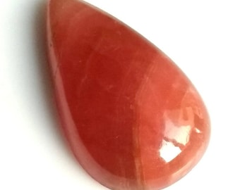 Natural Rhodochrosite Pear Cabochon: Loose Gemstone (29x16 MM, 27 Cts)