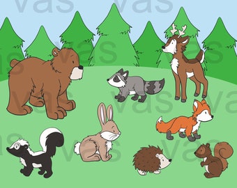 Forest Animals Clip Art, Forest Animals Clipart, Woodland Animals clipart, clipart, digital clip art, Forest