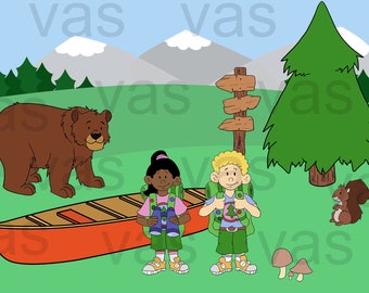 Camping Clip Art, Camping Clipart, Forest Animals clipart, clipart, digital clip art, camping