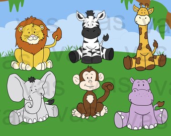 Jungle Animal Clip Art, Jungle Animal Clipart, Jungle Clipart, clipart, clipart numérique, animal