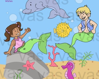 Mermaid Clip Art, Mermaid Clipart, Sea Animals clipart, clipart, digital clip art, Mermaids