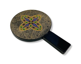 Handheld Mirror Double Reflection Regular and Magnifying 2 in 1 Gorgeous Lacquerware