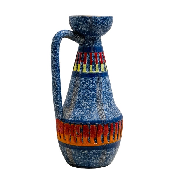 Vintage Bitossi Italian Pottery Vase Ewer Bright Bold Colours Mid Century