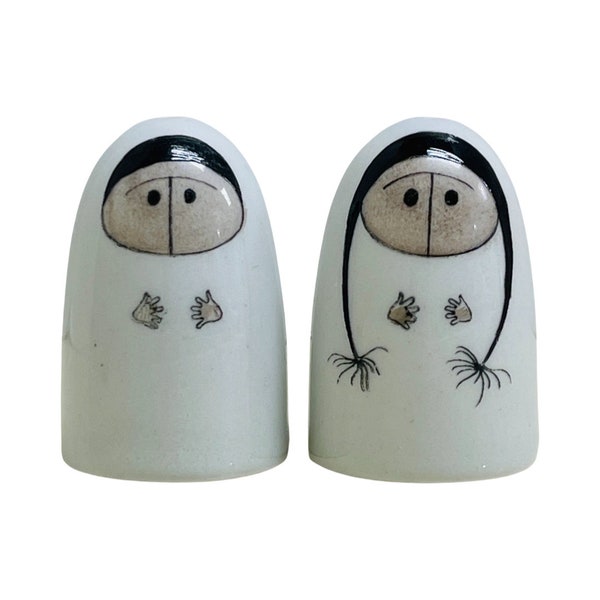 Arabia Finland Salt and Pepper Shakers Lappalainen 1960s Esteri Tomula Sami Norse Finnish Couple