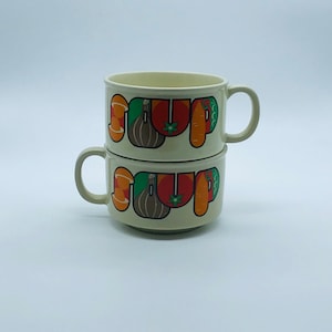 Soup Cups with fun vegetable graphics