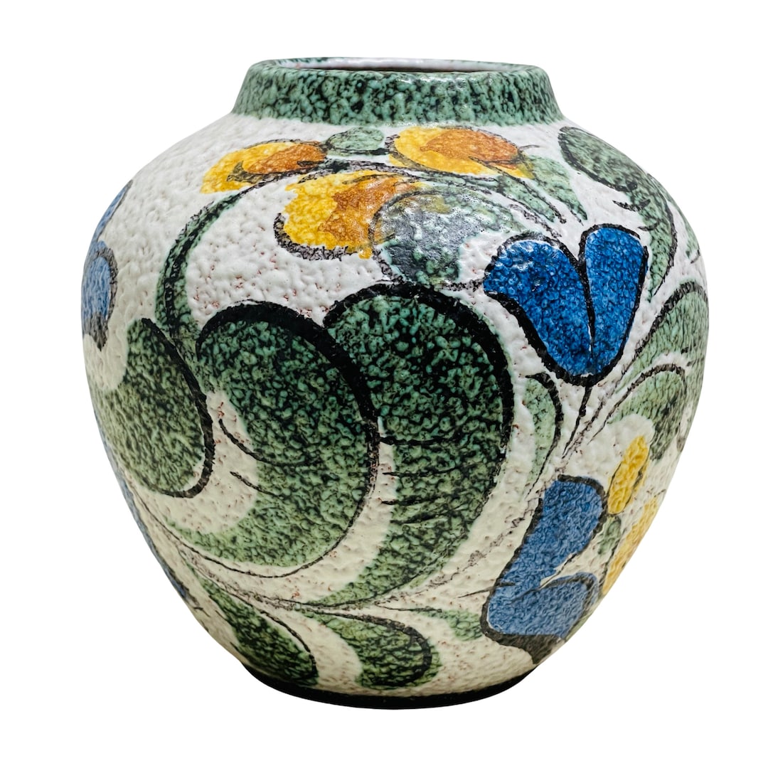 West German Pottery Ruscha Enzian Hand Painted Flower Vase Urn - Etsy