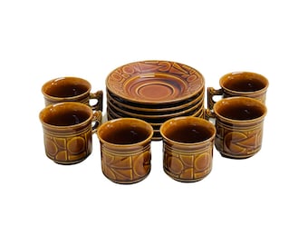 Espresso Cups Cipa Demitasse Set of 6 Italian Ceramic Coffee Set Brown Pottery