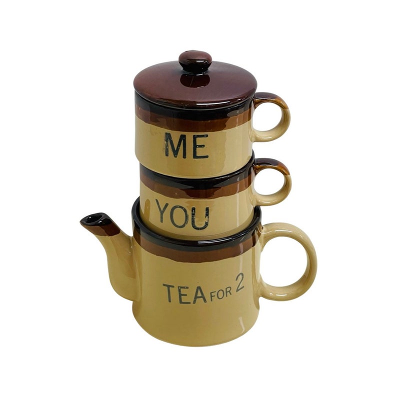 Vintage Stoneware Tea Set Tea for Two Service Teapot With Etsy