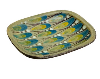 Dybdahl Pottery Small Dish Denmark Danish Modern Serving Plate Leaf Pattern