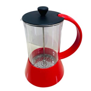 Bodum French Press Postmodern Coffee Pot Red Plastic Glass Beaker Memphis Style