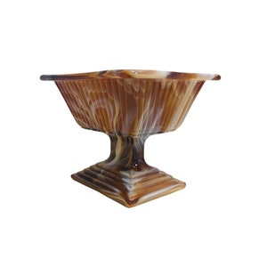 Imperial Glass Pedestal Compote Candy Dish Planter Caramel Slag Glass Opaque
