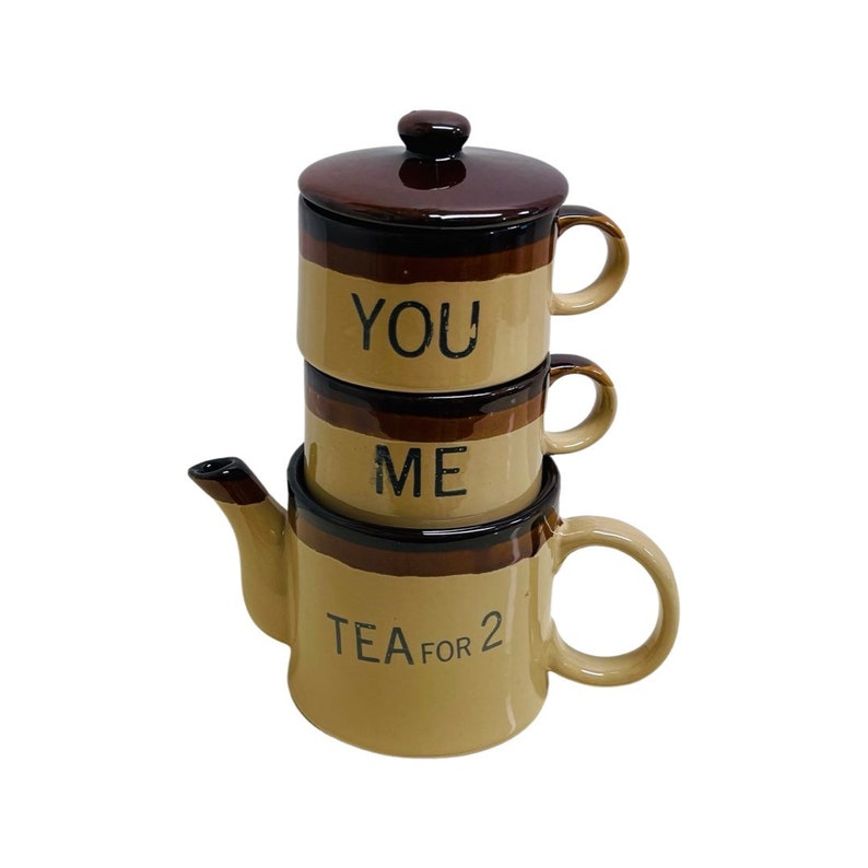 Vintage Stoneware Tea Set Tea for Two Service Teapot With Etsy