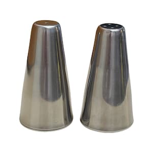 Mid Century Stainless Steel Cone Shape Salt and Pepper Shakers