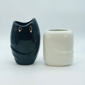 Art Deco Revival Vases Set of two Black and White 1980s Ceramic