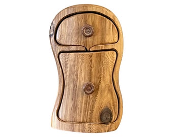 Handmade Cedar Redwood Bandsaw Box: Artist Signed Mini Dresser with Secret Compartment
