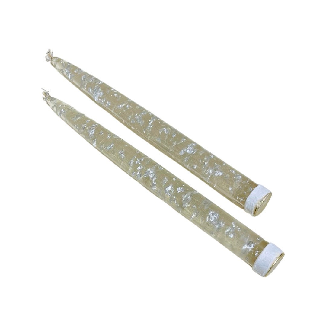 Lucite Candles 8 Silver Fleck Candles Acrylic Tapers Flameless MCM