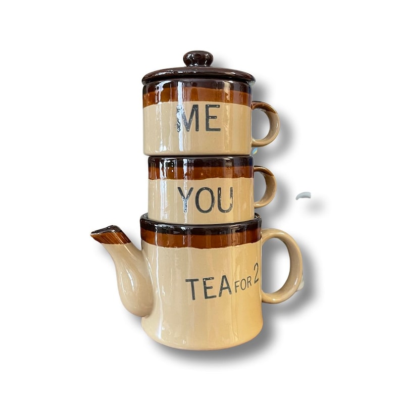 Vintage Stoneware Tea Set Tea for Two Service Teapot With Etsy