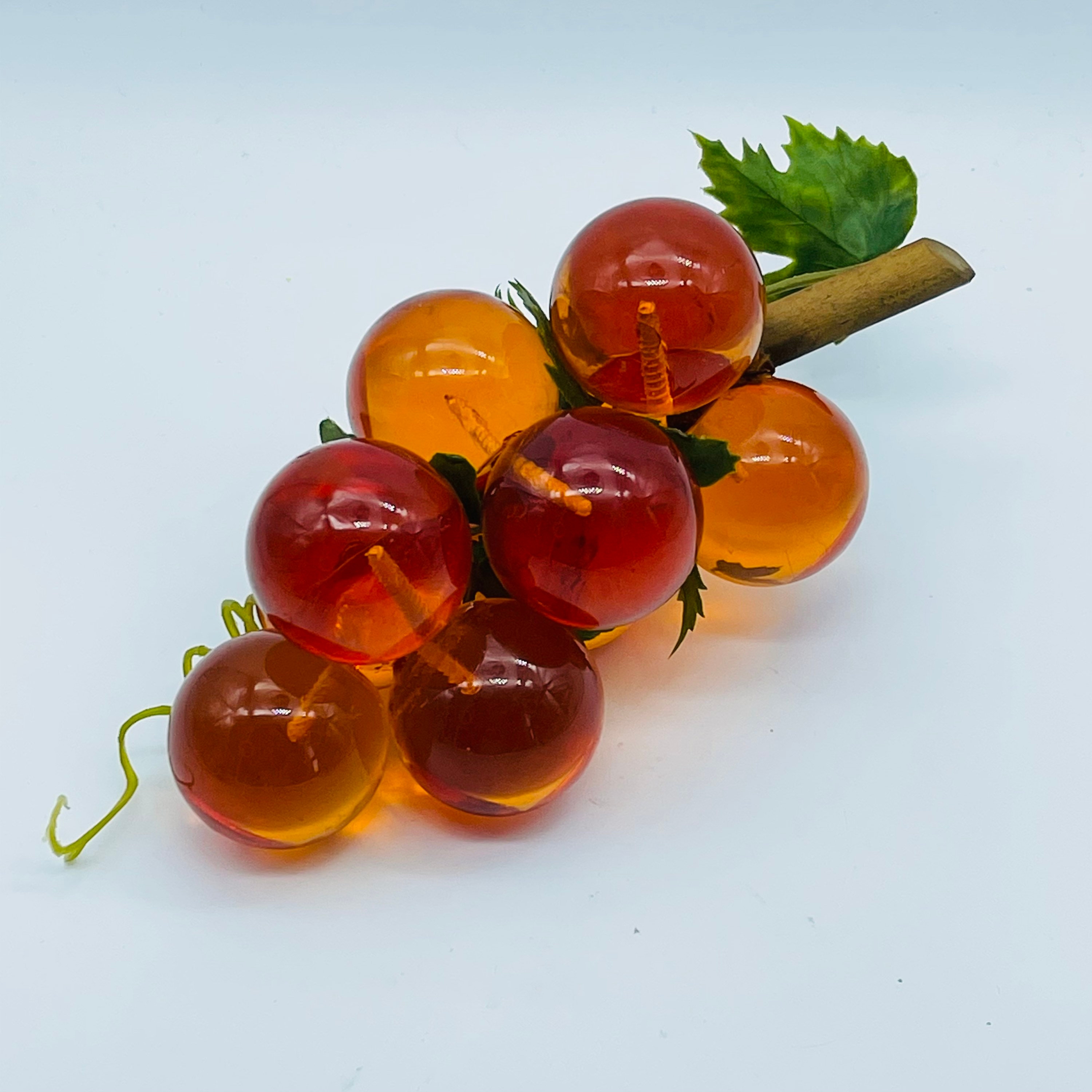 Vintage Lucite Grapes Bunch With Wood Stem Orange/amber - Etsy