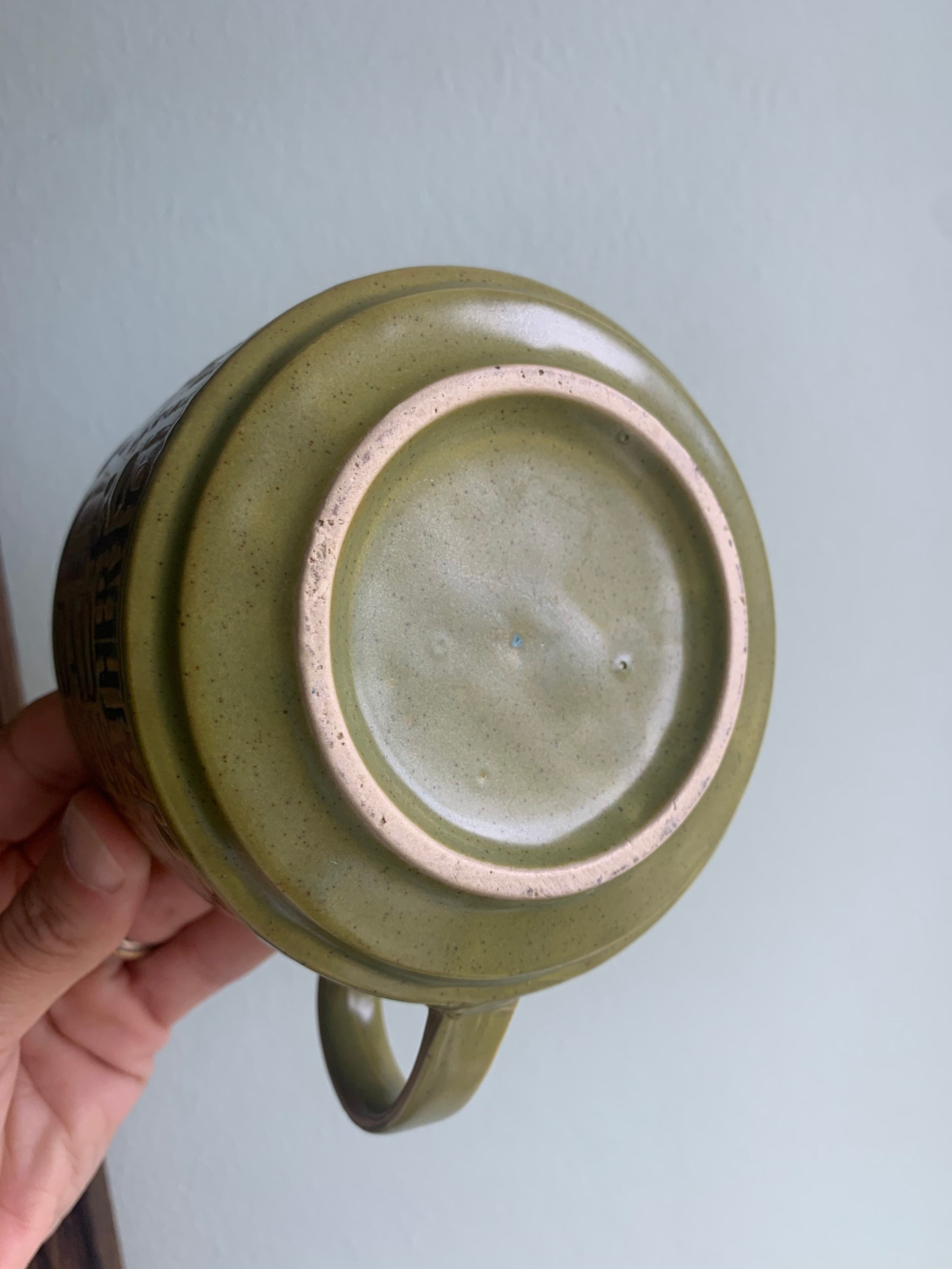 Vintage Japan Stoneware Green Soup Mug Etsy