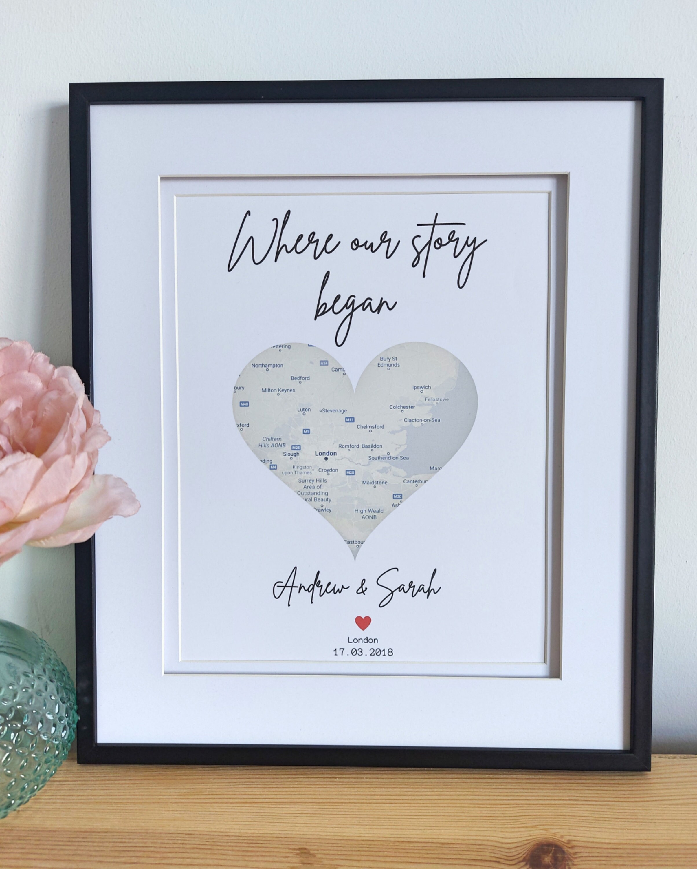 Personalised Where We Met Print Custom Map Print Wedding Etsy