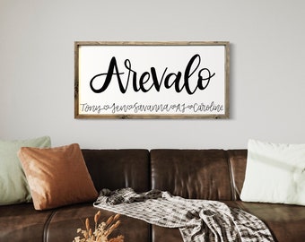 Family Name Signs / Wood Sign / Framed Home Decor / Housewarming Gift / Wall Art